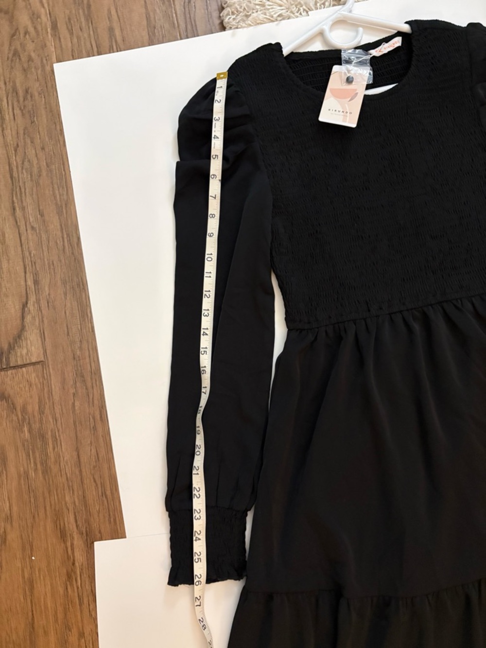NWT Tiered Black Maxi Dress, Long Sleeve, Size Medium - Picture 8 of 8